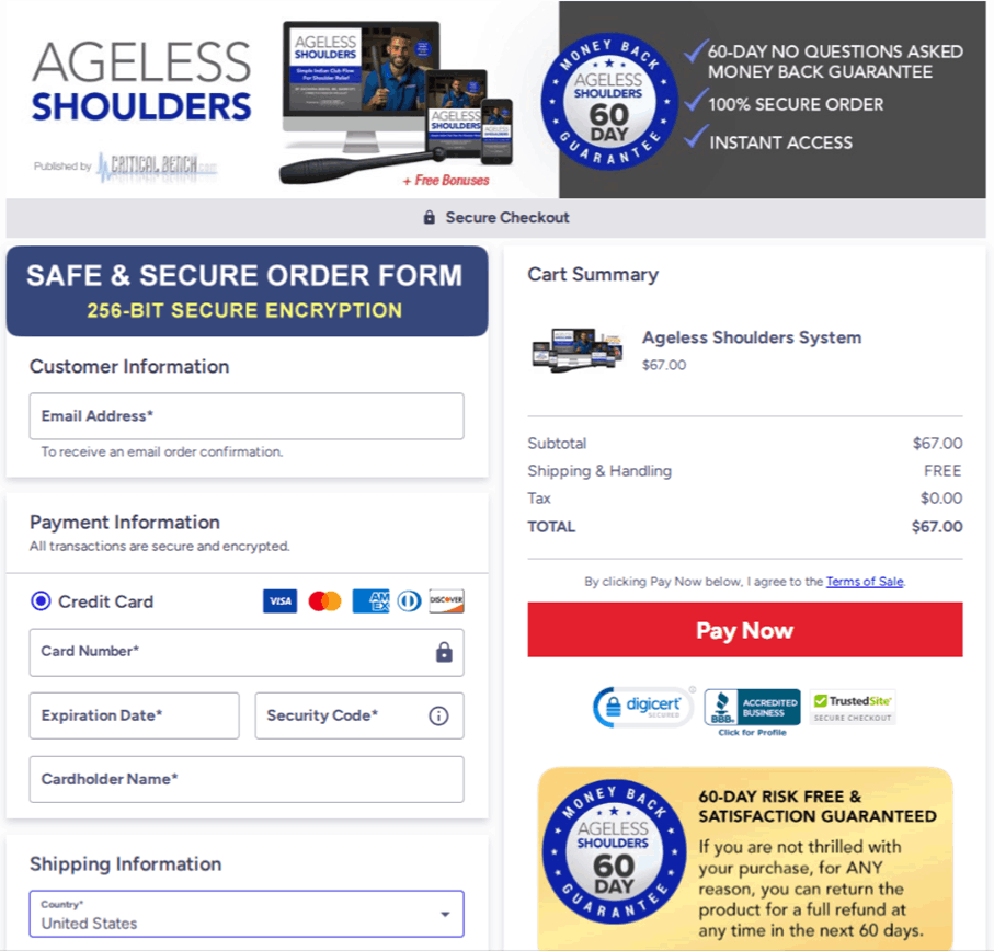Ageless Shoulders Checkout